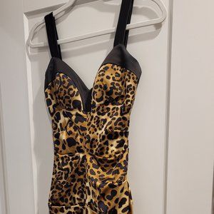 Cache Leopard Print Cocktail Dress, Size 2